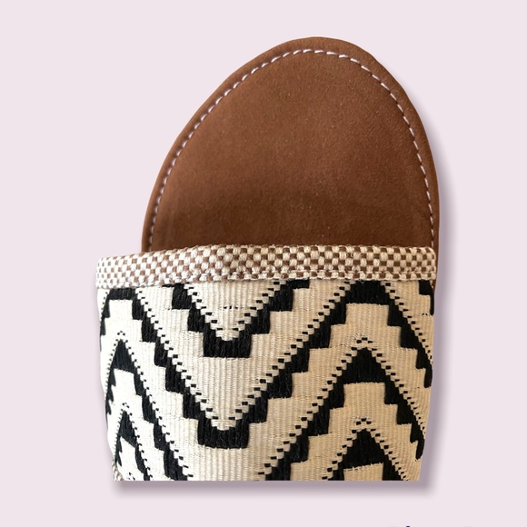 Handmade Straw Slide Sandals Open Toe Mule Black and Natural Woven. Size 39 - Picture 3 of 7